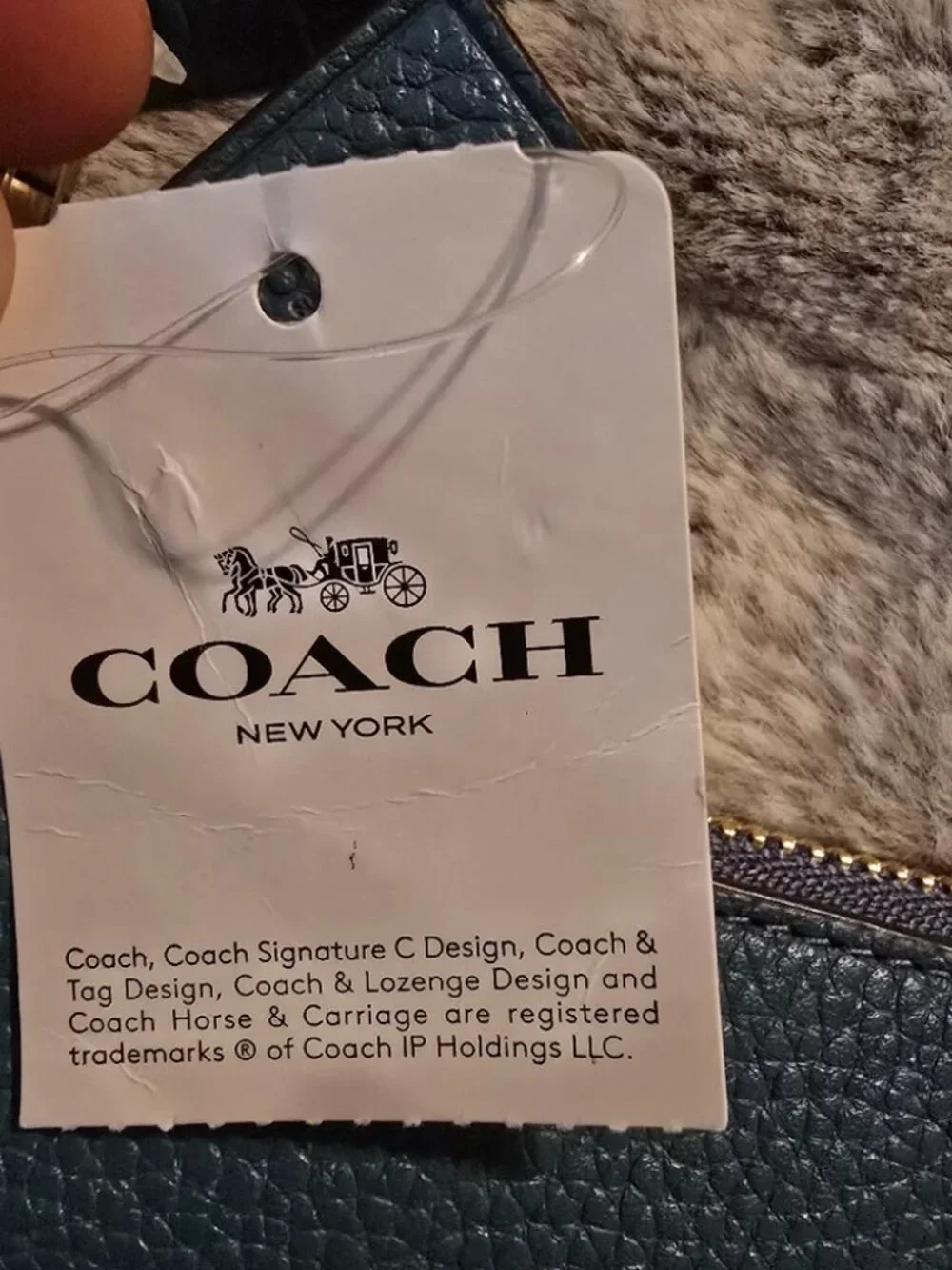Coach Blue Pebble Leather Wristlet – Gold Hardware, Detachable Strap